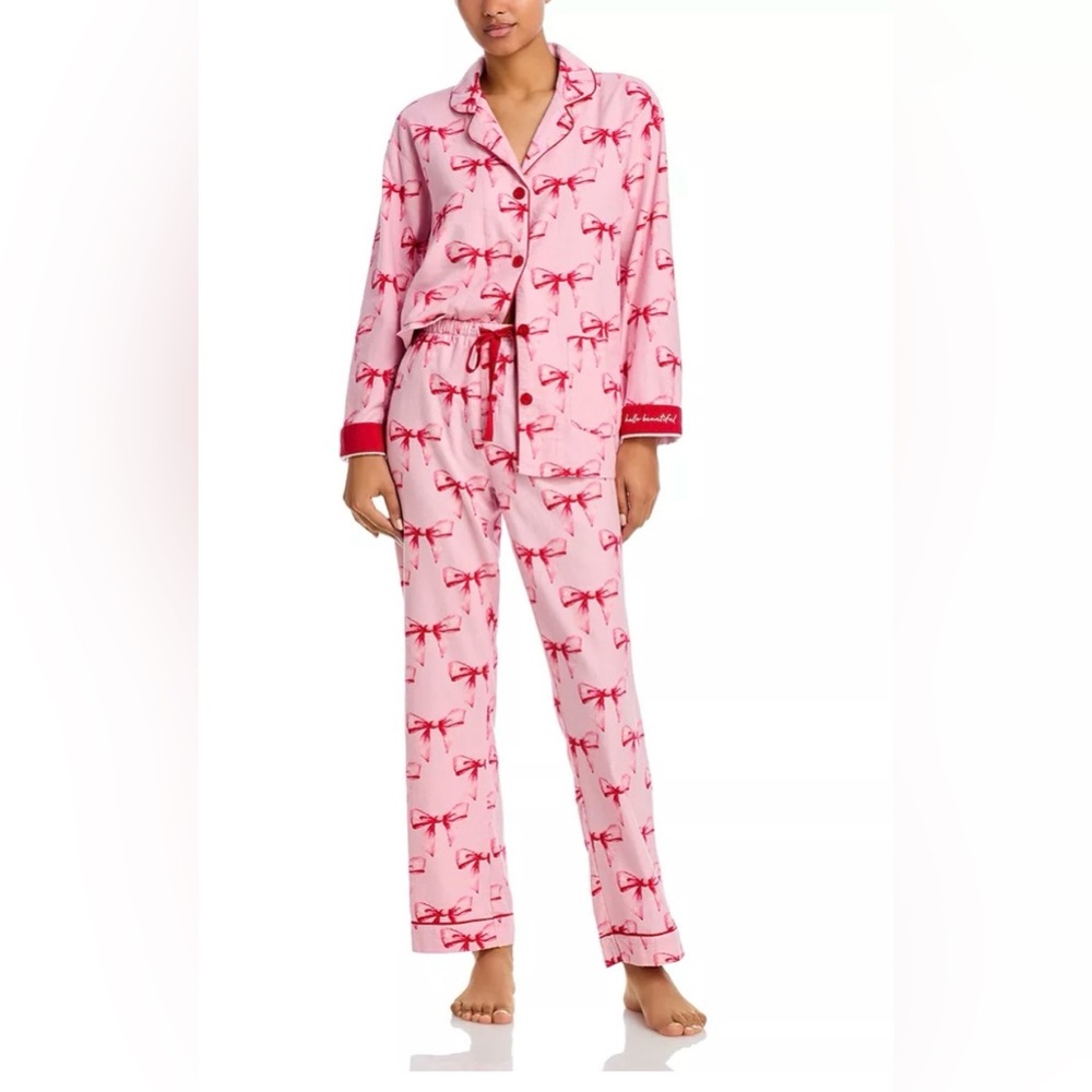 NWT Candy Pink Bow Pajamas with matching headband